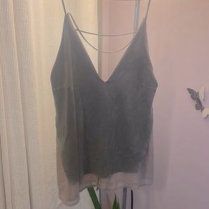 Zara Suede Layered Deep V Neck Camisole 🤎